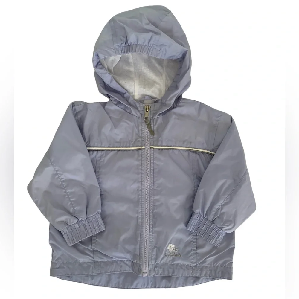 VTG Oshkosh Windbreaker Girls Size 18M Purple Jacket Hood Long Sleeves Lined